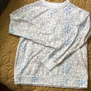Stars Above Watercolor Leopard Print Crewneck Sweatshirt size Small